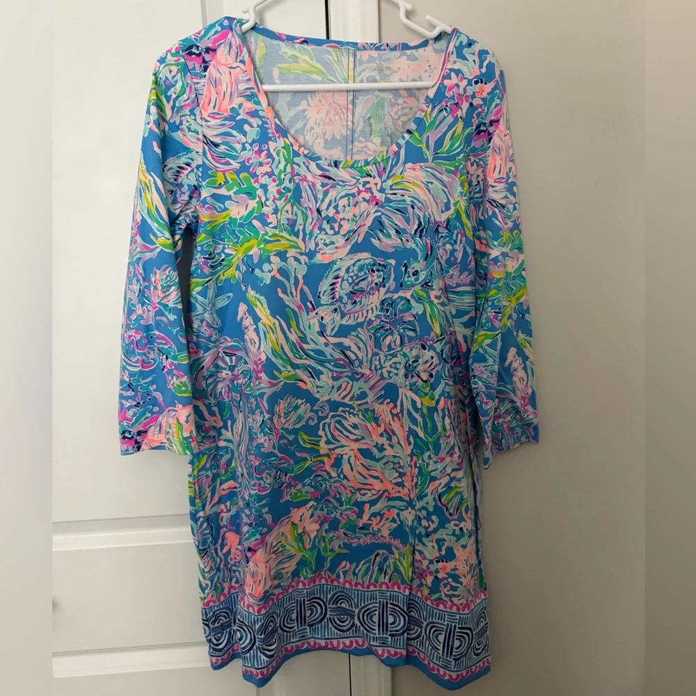 Lilly Pulitzer BEACON DRESS All Together Now Knit Blue Pink Lilac - Picture 1 of 4